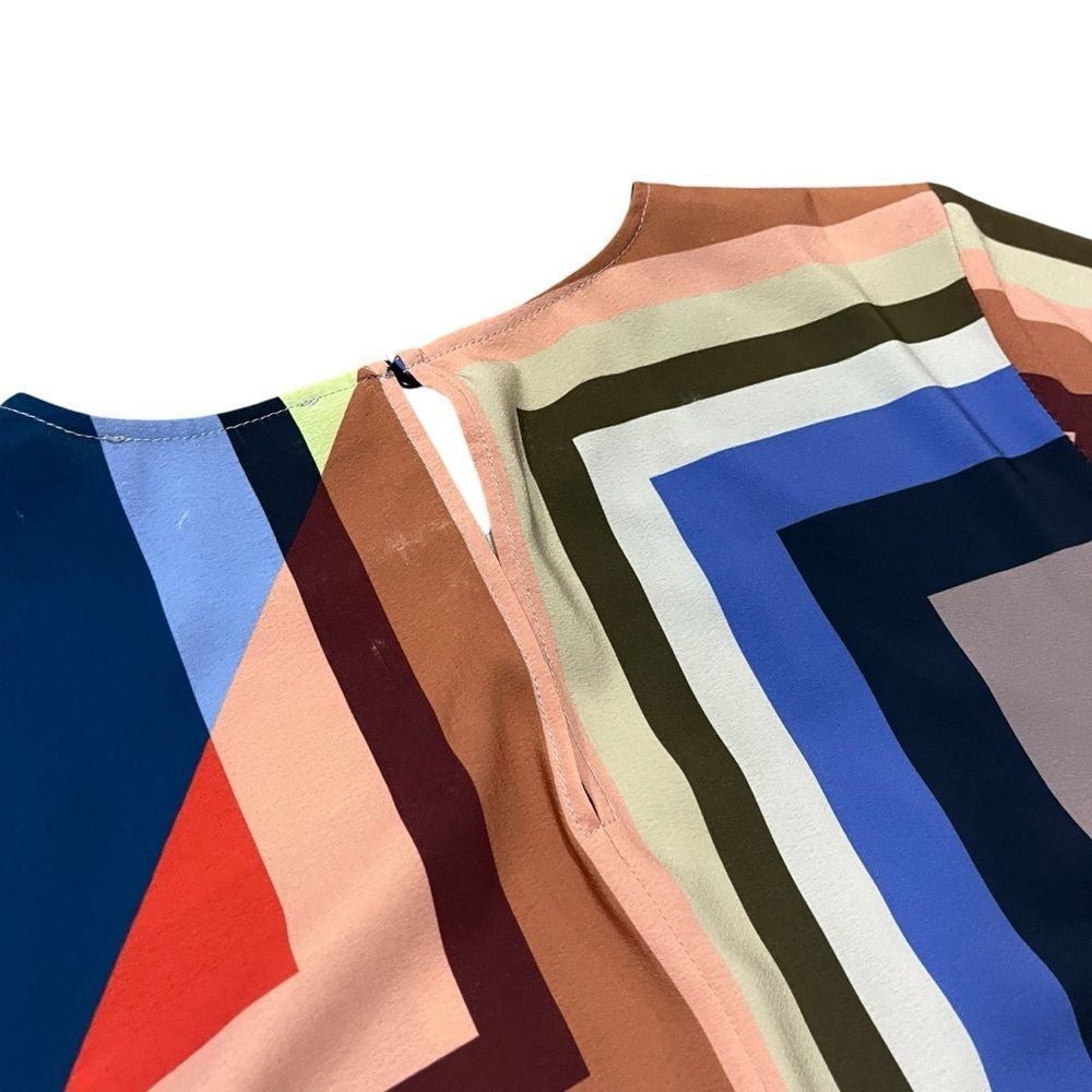 Eloquii Multicolor Geometric Pattern Striped Shif… - image 8